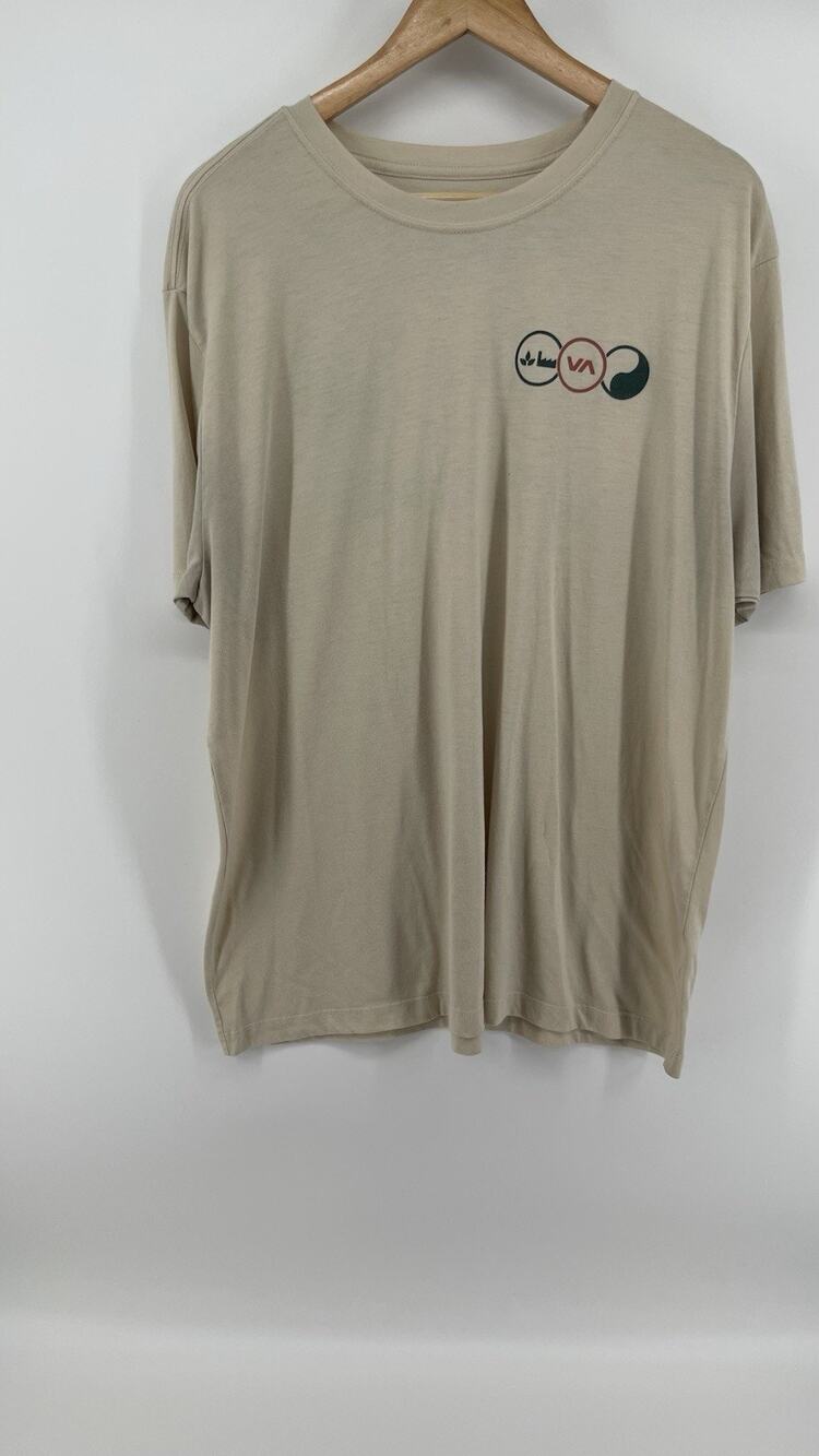 RVCA The Balance Of Opposites Graphic T Shirt Beige Mens XXL Short Sleeve